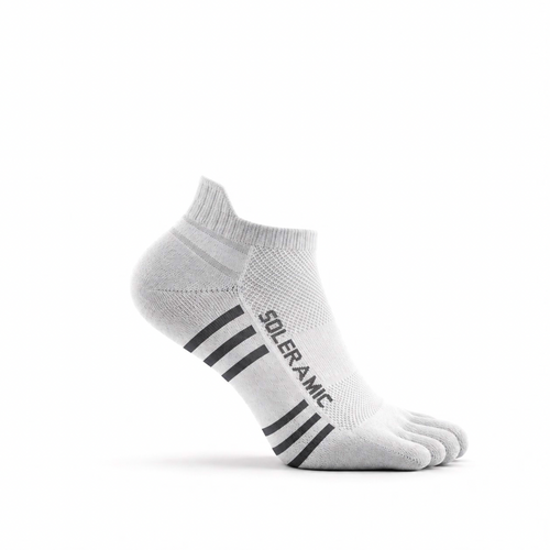Soleramic Performance Ankle Sock in black with cushioned sole and ribbed cuff, designed for athletic comfort and support.